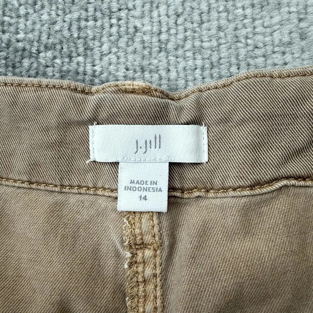 J Jill Shorts Womens 14 Beige Chino Twill Stretch Casual Flat Front Pockets